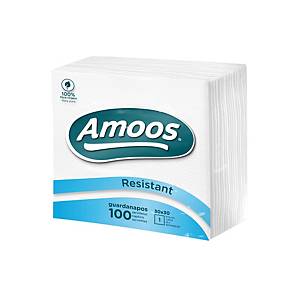 Guardanapos de papel Amoos - 30 x 30 cm - 1 folha - branco - Pacote de 100