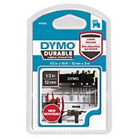 Dymo D1 Durable Labelling Tape, White On Blk, 12mm X 3M, 1 Cartridge (1978365)