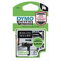 Fita Dymo D1 Durable - 12 mm - vinil - texto branco/fundo preto