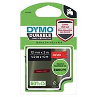 Dymo D1 Durable etiketteerlint op tape, 12 mm, wit op rood