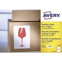 Etichette avvertenze per spedizioni fragile Avery 7251 74x100mm - conf. 200