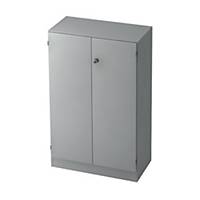 Schrank mit Holztüren, 2 Böden, Maße: 80x127x42cm, grau, Desktopservice