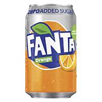 Soda Fanta orange Zero, le paquet de 24 canettes de 33 cl
