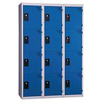 Vestiaire EVP - 3 colonnes - 12 cases - l. 120 cm - bleu