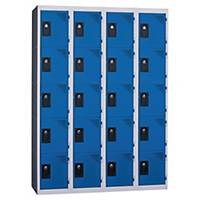 Vestiaire EVP - 4 colonnes - 20 cases - l. 120 cm - bleu