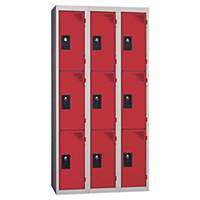 Vestiaire EVP - 3 colonnes - 9 cases - l. 90 cm - rouge