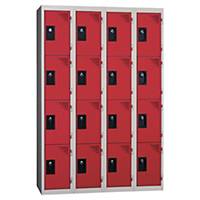 Vestiaire EVP - 4 colonnes - 16 cases - l. 120 cm - rouge