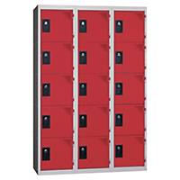 Vestiaire EVP - 3 colonnes - 15 cases - l. 90 cm - rouge