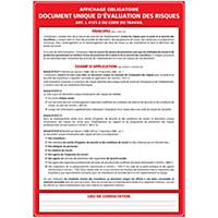 Panneau autocollant - Document unique d évaluation des risques - A3