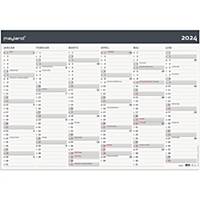Kalender Mayland 0642 00, 2 x 6 måneder, 2024, 70 x 100 cm, papir, grå