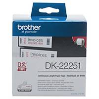 Ruban Brother DK-22251 - 62 mm - noir et rouge sur blanc