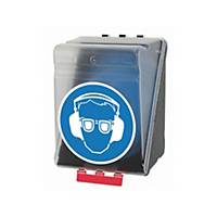 Storage box for eye and ear protectors, ABS, W236 x D205 x H315 mm, translucent