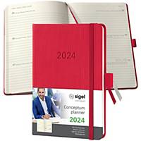 Taschenplaner Sigel Conceptum Pure, Hardcover, 1 Woche auf 2 Seiten, rot