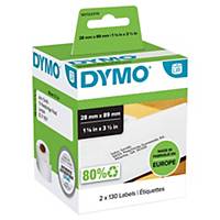 Etiquetas adhesivas de papel Dymo LW - 89 x 28 mm - blanco - 2 rollos de 130