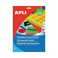 Caja de 20 etiquetas impresión láser APLI 2880 rojo fluorescente