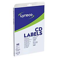 Lyreco univerzális címke CD/DVD-lemezekhez, 117 mm, fehér, 50 darab/csomag