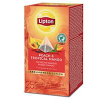 Lipton Exclusive Selection Peach en Tropical Mango thee, doos van 25 theezakjes