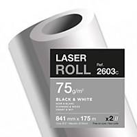 Papier traceur Clairefontaine Laser 2603C, 841mm x 175m, 75g/m2, pqt. De 2 roul.