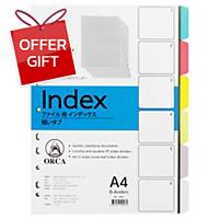 ORCA Plastic Paper Divider Index A4 6 Tabs 6 Colours