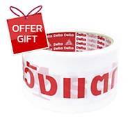 DELTA OPP Tape Printed  FRAGILE  Size 2  X 45 Yards Core 3  White/Red
