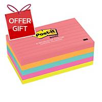 POST-IT 635-5AN LINED STICKY NOTE 3X5 - 5 NEON CAPETOWN COLORS
