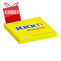 STICK N by Hopax öntapadó jegyzettömb, 76x76 mm, neonsárga, 100 lap