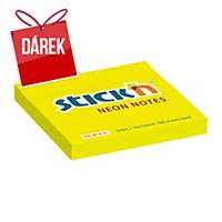 Samolepicí bloček STICK N by Hopax, 76 x 76 mm, neonová žlutá, 100 lístků