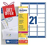 Avery L7160 laser labels Jam Free 63,5x38,1mm - box of 2100