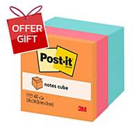 POST-IT 2059-AQ NOTES CUBE 3X3 INCH 400SHEETS ASSORTED COLOUR