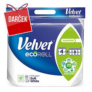 Toaletný papier Velvet Ecoroll konvenčná rola, 3 vrstvy, 4 kusy