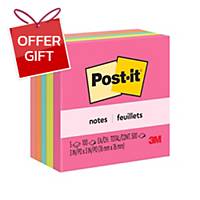 POST-IT 654-5PK NEON NOTES 3   X 3   - 5 NEON COLOURS - PACK OF 5