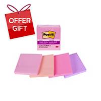 POST-IT 654-4SSFLA SUPER STICKY NOTES 3 X3  ASSORTED COLOURS PACK OF 4