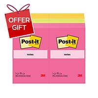 POST-IT 656-12ASST NEON NOTES 2  X 3  - 3 NEON COLOURS - PACK OF 12