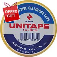 UNITAPE Cellulose Tape 1   X 36 Yards 3   Core
