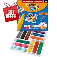 BIC Kids Visa Felt Tip Colouring Pens Fine nib - Ast Colours, Classpack of 144