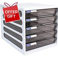 ORCA CFB-5 Plastic Cabinet 5 Drawers White/Grey