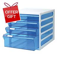 ORCA CFB-4 Plastic Cabinet 4 Drawers White/Blue