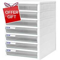 ORCA TCB-7 Cabinet 7 Drawers White/Clear