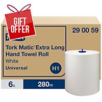 Tork Matic H1 White 1 Ply Universal Extra Long Hand Towel Roll 280M - Pack of 6