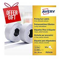 Avery PLR1626 Pricing Gun, 26 x 16 mm, Removable, 1200 Labels Per Pack