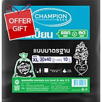 CHAMPION Waste Bag 30X40 inches Black Pack of 10