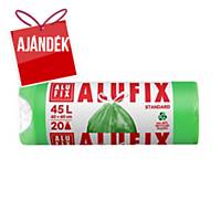 Alufix szemeteszsák, HDPE polietilén, zárószalaggal, 45 l, zöld, 20 db/tekercs