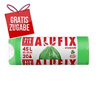 Alufix Müllbeutel, HDPE Polyethylen, mit Zugband, 45 l, 20 Stück, grün