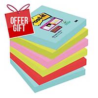 Post-It Super Sticky Miami Notes 76X76mm Pack of 6