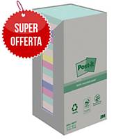 Foglietti Post-it® carta riciclata 16 blocchetti 76 x 76 mm pastello - conf. 16