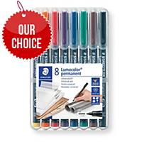 Staedtler Lumocolor Permanent Pens Medium Assorted Colours - Box of 8