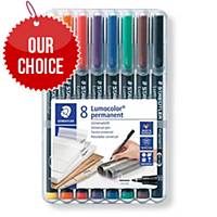 Staedtler Lumocolor Permanent Pens Fine Assorted Colours - Box of 8