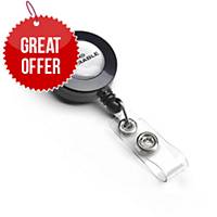 Durable Badge Reel with Clip And Retractable Cord - Charcoal - Pack of 10