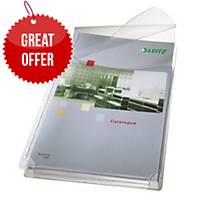 Punched pockets with extension back and flap 17/100e PVC A4 anti-glare pack of 5