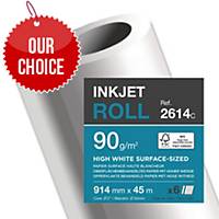 Clairefontaine Bright White Inkjet Paper Plotter Rolls 90gsm 45Mx914mm -Box of 6